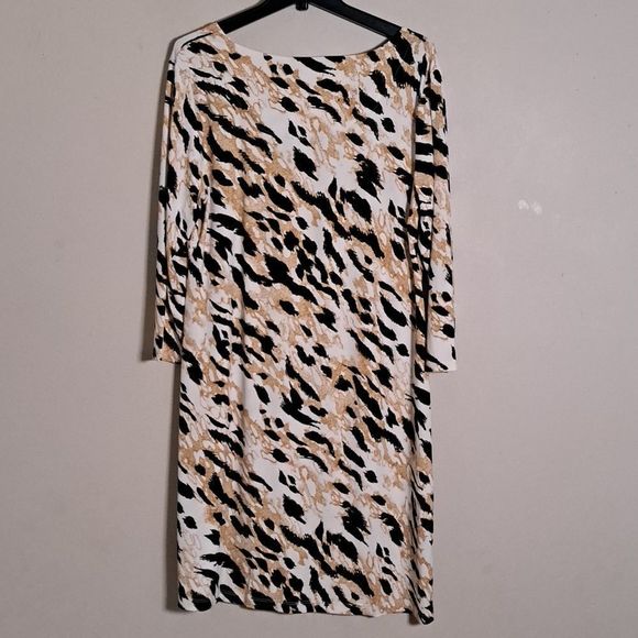 JM COLLECTION Printed Pullover Shift Dress in Eggshell Combo Large - Picture 9 of 9